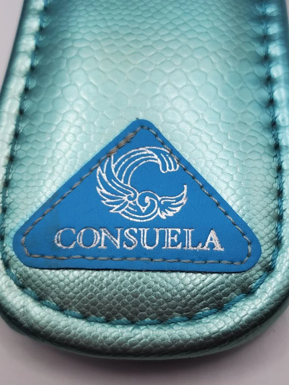 Consuela Large (8-9) Metallic Blue Studded Flip Flop Sandals